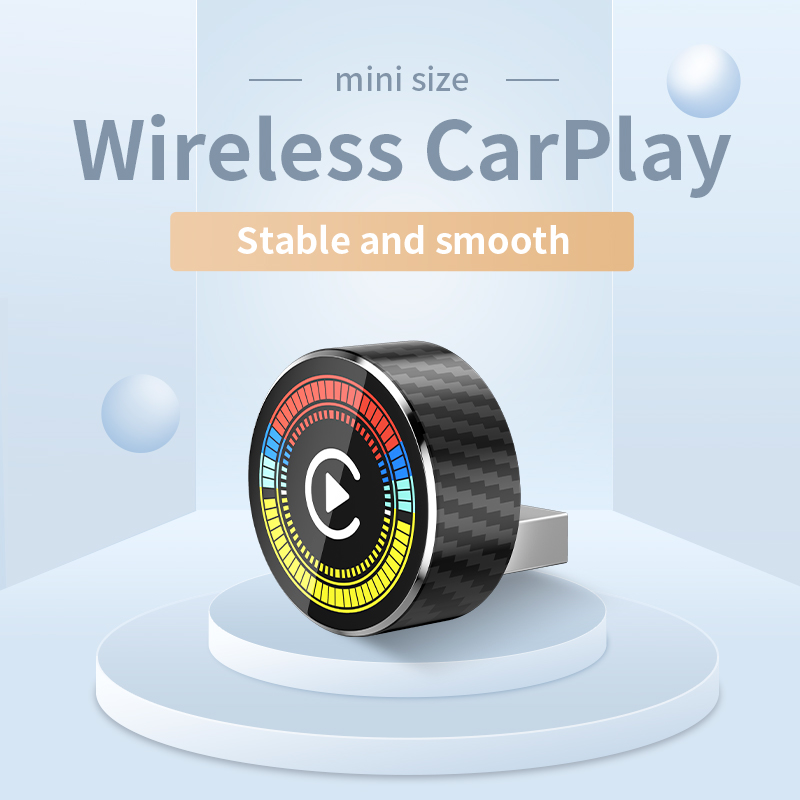Car Accessories Usa - Yuvarlak Kablosuz CarPlay Android Auto Adaptörü