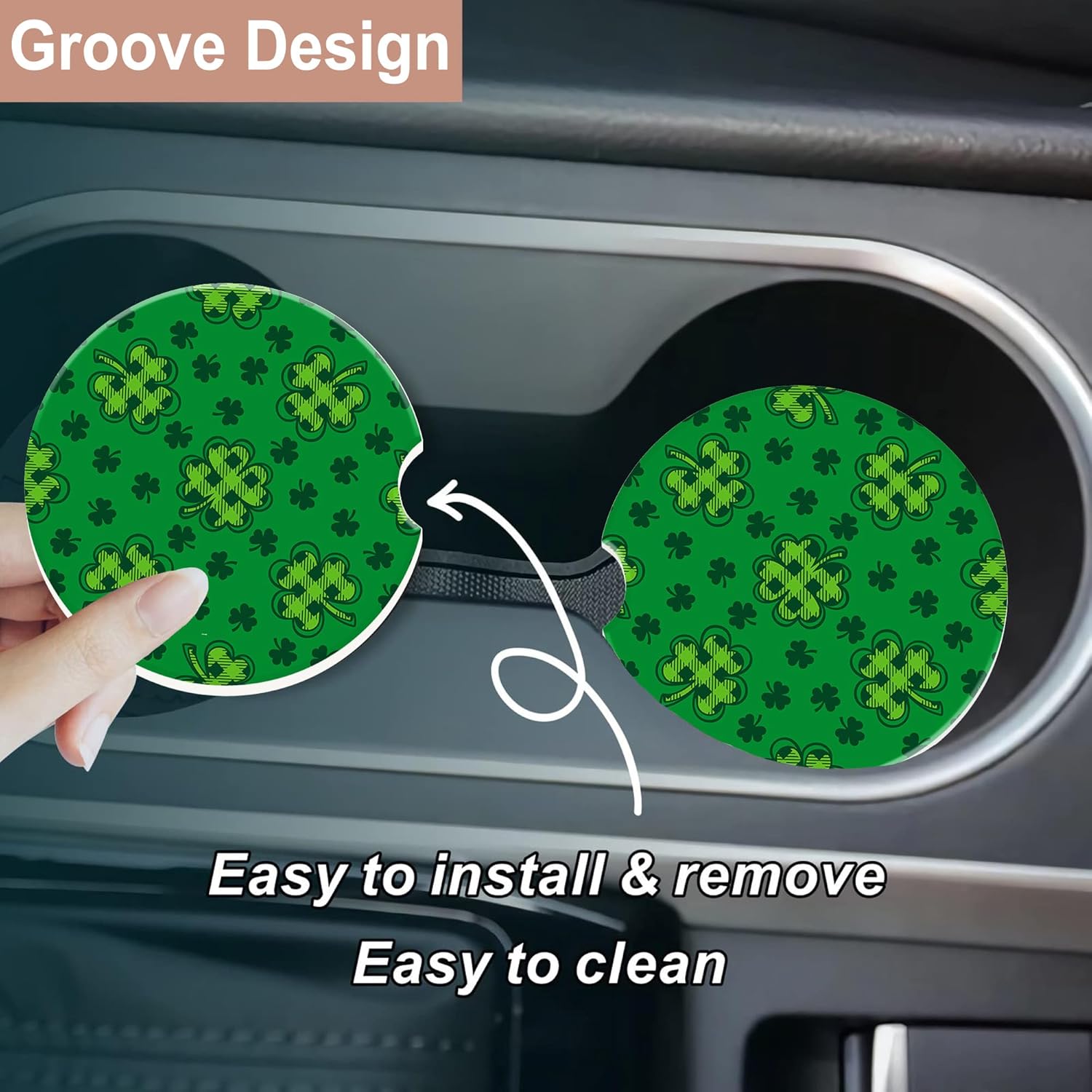 Car Accessories Cork - Bardak Tutucular için Araba Coaster, Yeşil