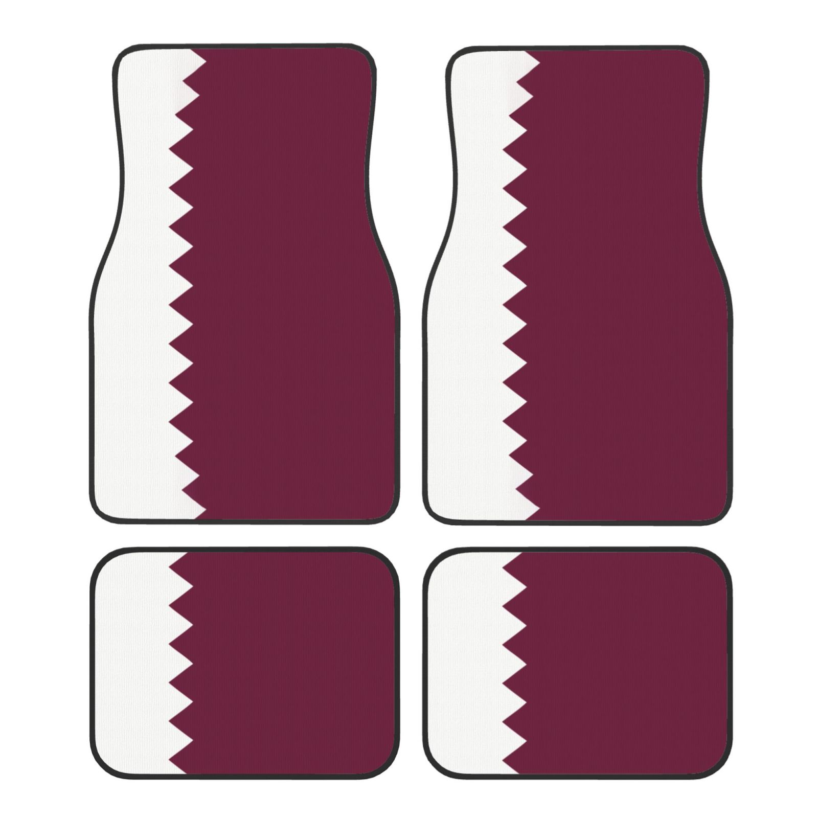 Qatar Car Accessories - Katar Bayrağı Desenli 4 Parça Kaymaz