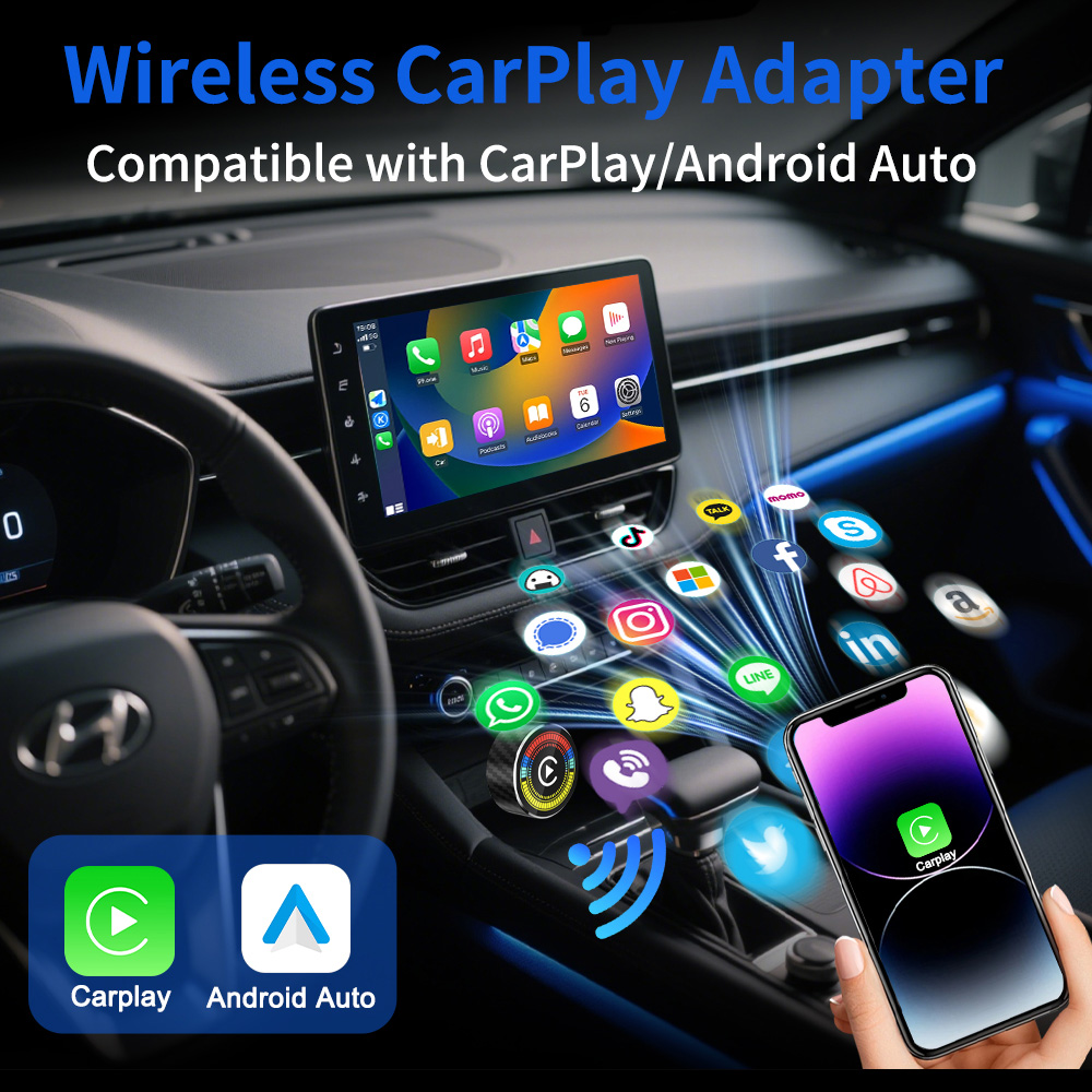 Yuvarlak Kablosuz CarPlay Andr - Car Accessories Usa incelemesi ve fiyatı